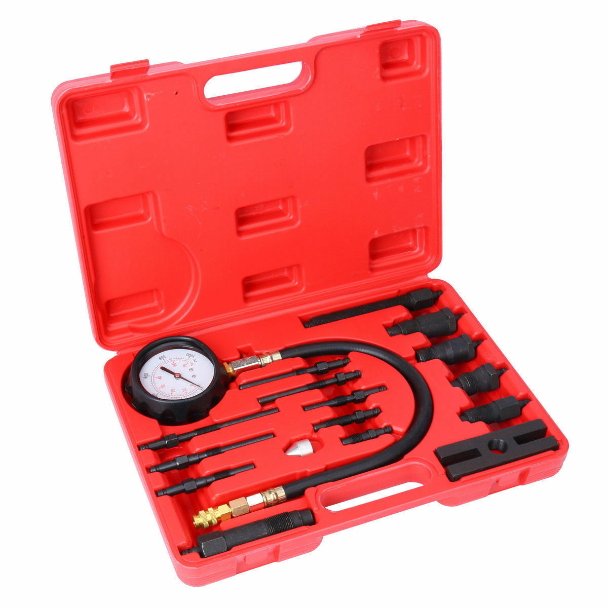 17PC Pro Diesel Engine Cylinder Compression Tester Tool Kit 1000 Psi /