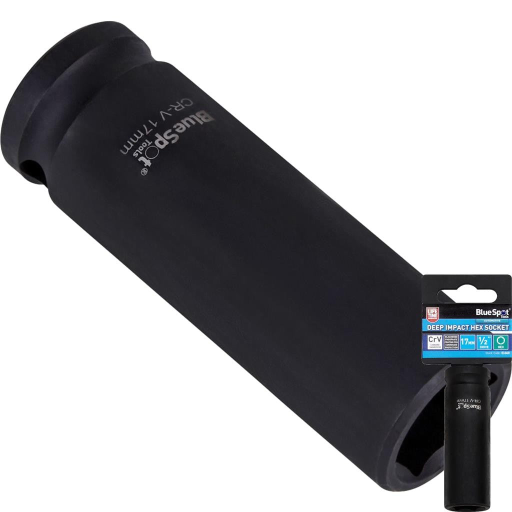 BlueSpot 17mm Deep Socket Impact Hex 6 Point 1/2" Drive by BlueSpot