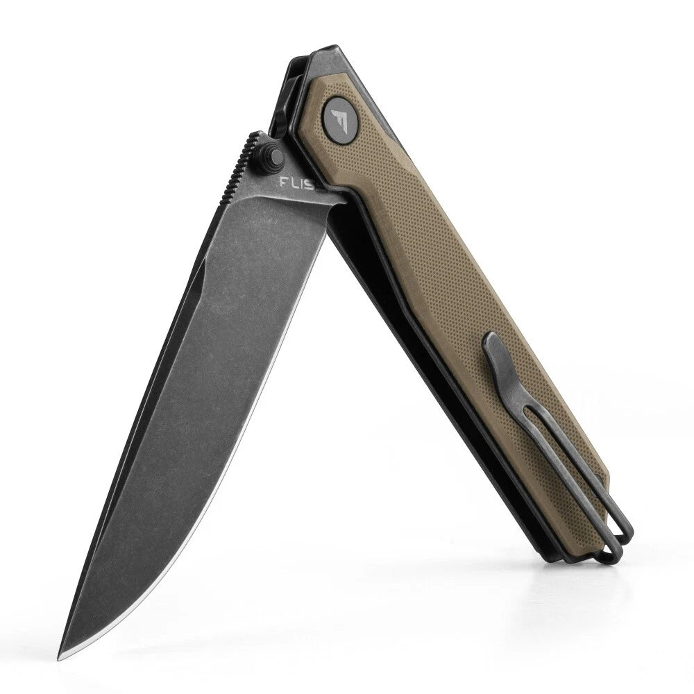 Flissa Pocket Folding Knife G10 Handle 3.2" 8cr13mov Blade Removable