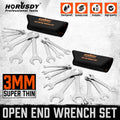 19PC Sae & Metric Thin Open End Wrench Set Bike Wrench Set W/ Rolling