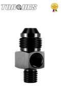 An -8 (an8) to M12x1.5 with 1/8" Npt Side Port Adapter Gauge in Black