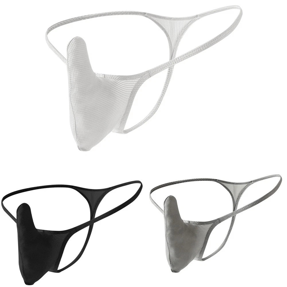 Mens Lowrise Ice Silk Thong Underwear Quick Dry Breathable Mesh T