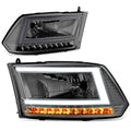 Fit 09-24 Ram 1500 Smoked/clear C-LED Drl Sequential Turn Signal