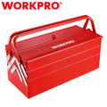 Workpro 18" Metal Tool Box Cantilever Folding Storage Box Tool