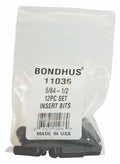 Bondhus 12pc Hex Insert Bit Set Ball End SAE