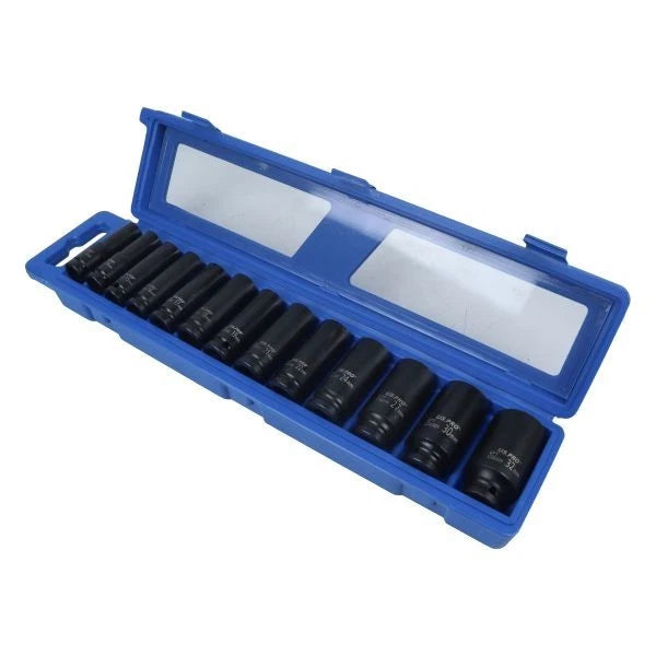 Us Pro Deep Impact Socket Set 1/2 Drive 6 Point 13-32mm Long Reach