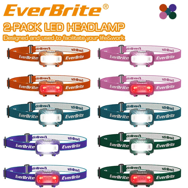EverBrite 2-Pack LED Headlamp 5 Lighting Modes Green/Blue/Ora<wbr/>nge/Pink/Purpl<wbr/>e USA