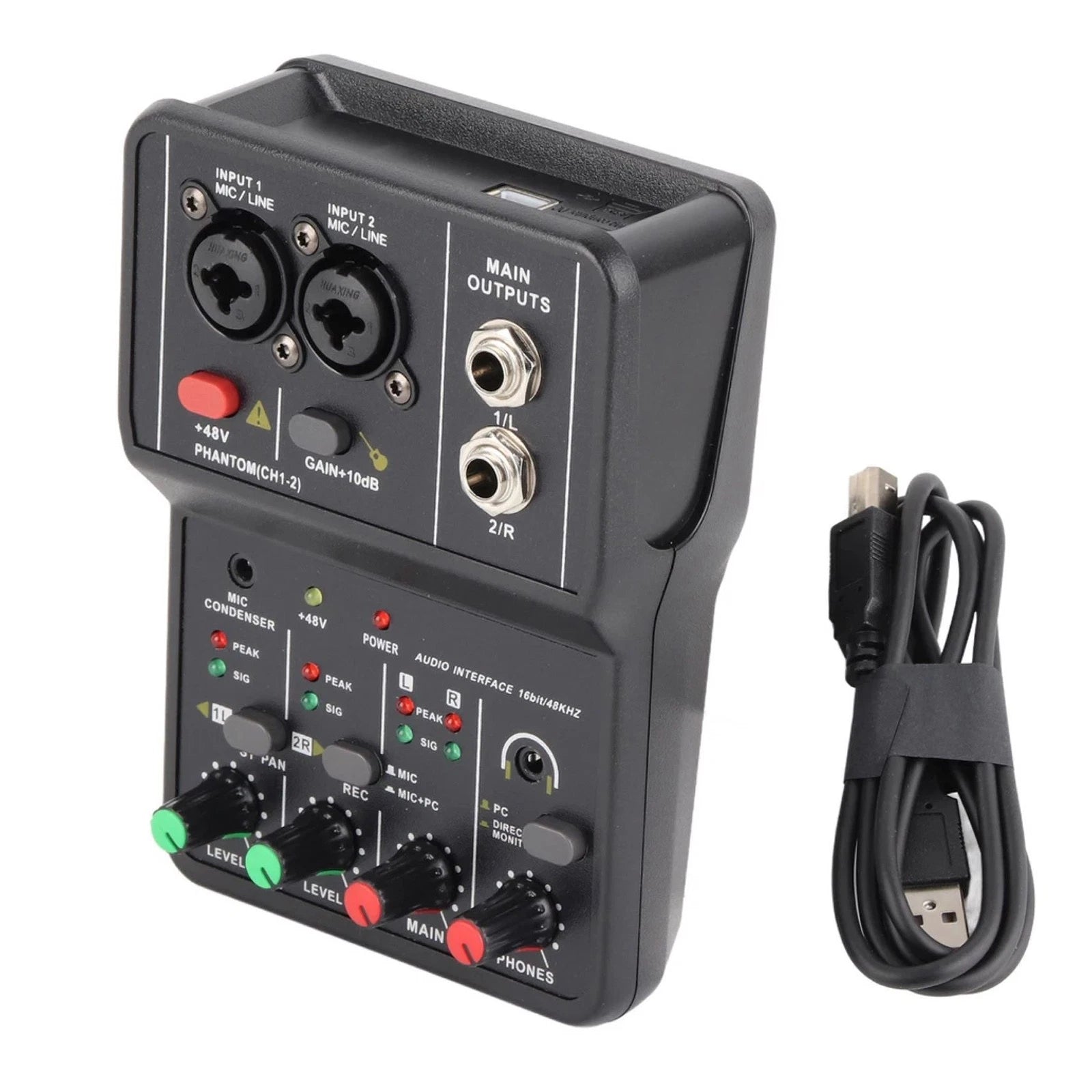 2-channel Audio Mixer Sound Card Suitable For Music Recording, Home