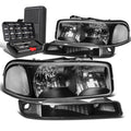 For 1999-2007 Gmc Sierra Black Clear Signal Headlights+bum<wbr/>per
