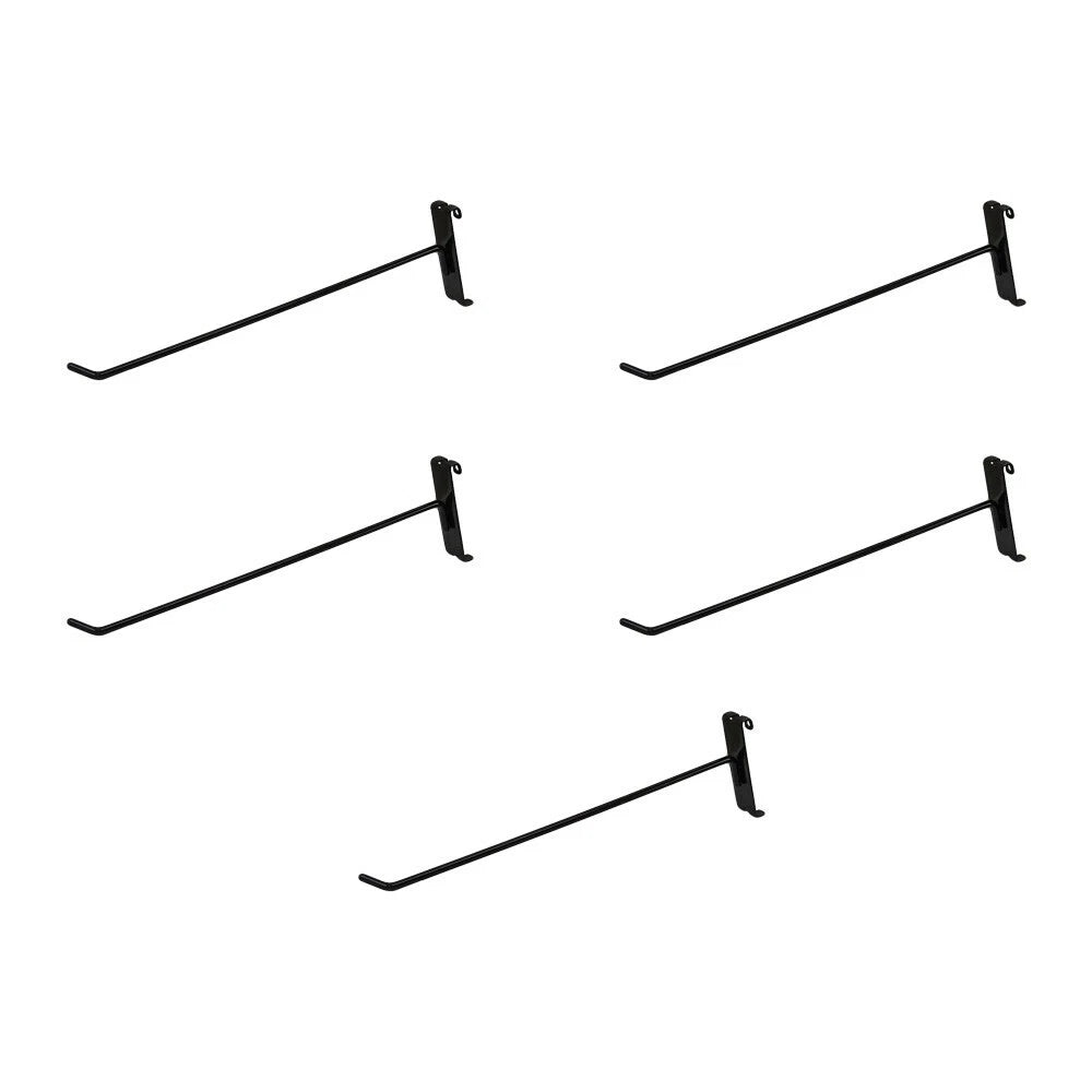 Set 12 In Long Gloss Black Metal Wire Gridwall Hooks Grid Display