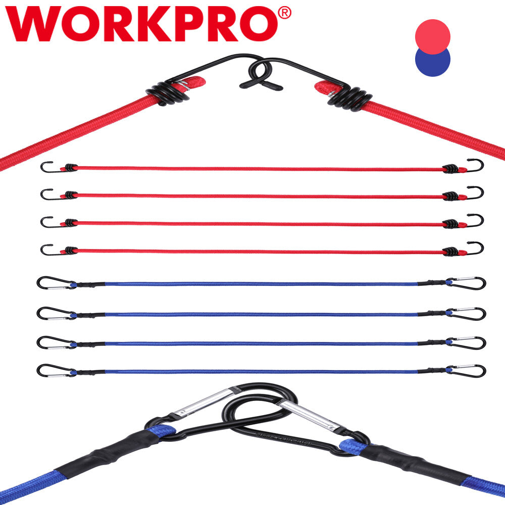 WORKPRO 24" Bungee Cord Alloy Hook Heavy Duty Strap Strong Elastic