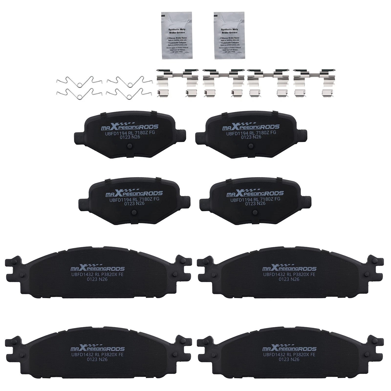 8x Front Rear Brake Pads Kit for Ford Taurus 2010-2019 Lincoln MKT 2010-2019