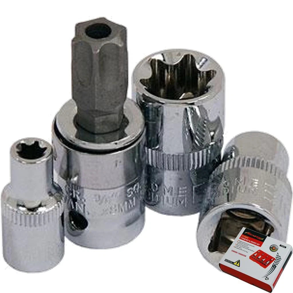 Neilsen Torx Bit Star E Socket Set T10 -T55 Trx 3/8" Drive Sockets