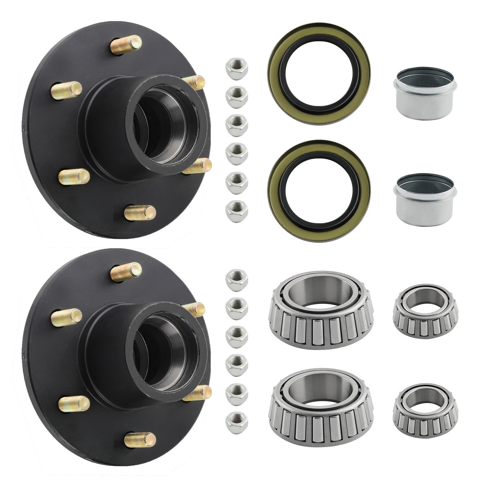 2X Trailer Hubs with 6000# 6 Lug 6x5.5 Idler Axle Bearings Seals Lug
