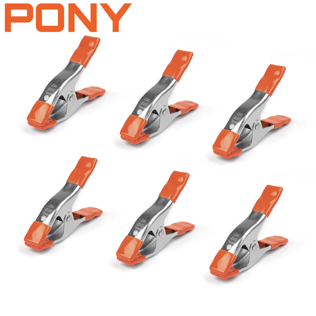 PONY 6PACK 6" Heavy Duty Spring Clamp Set 2" Jaw Opening Steel Spring