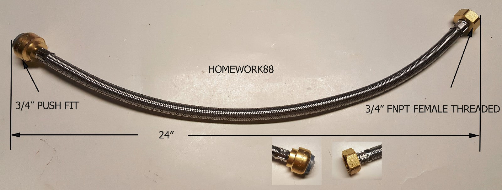3/4" Push Fit x FNPT Female Hose 10 Pack