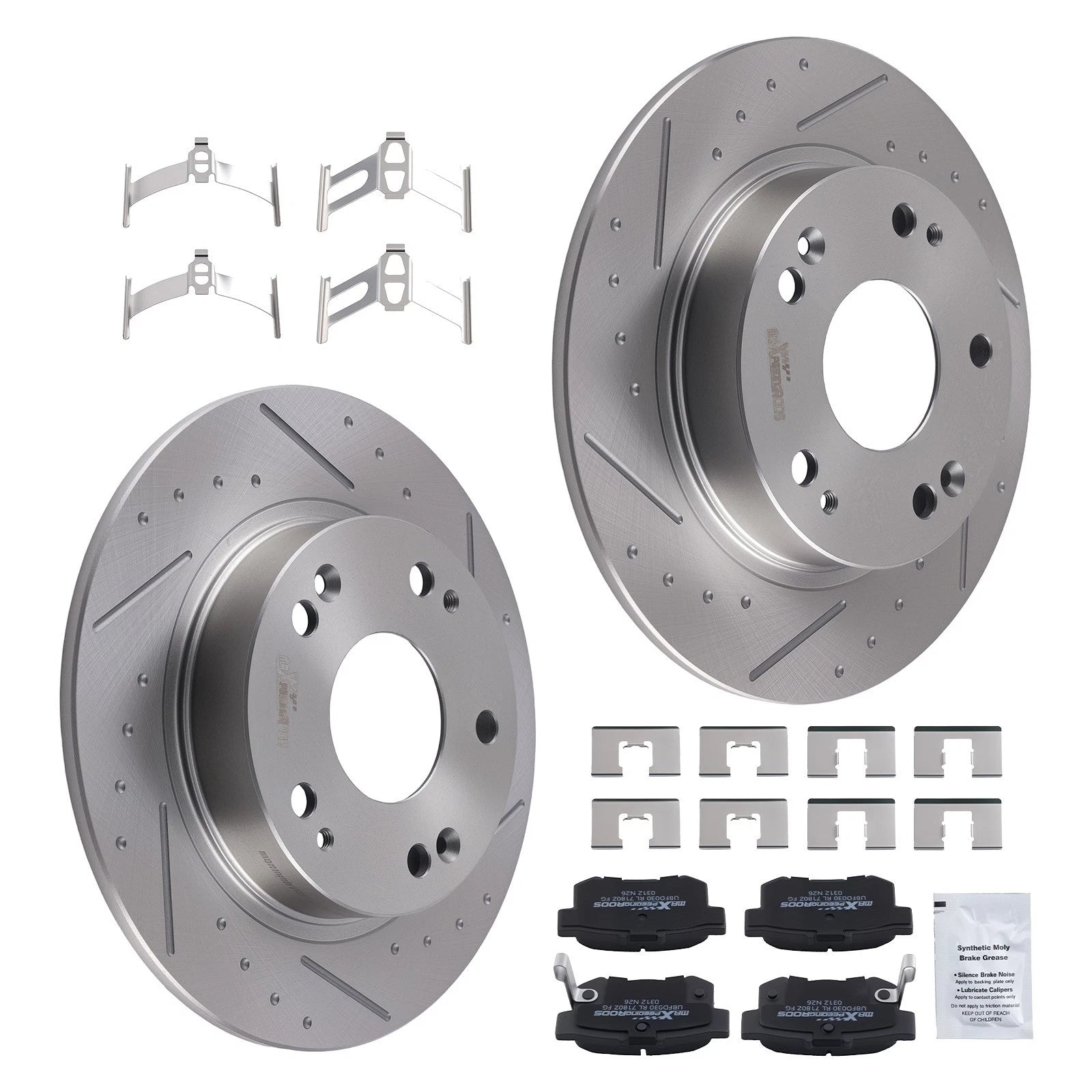 Rear Drilled Slotted Brake Rotors Ceramic Pads for Acura CSX 2006-2011 D537