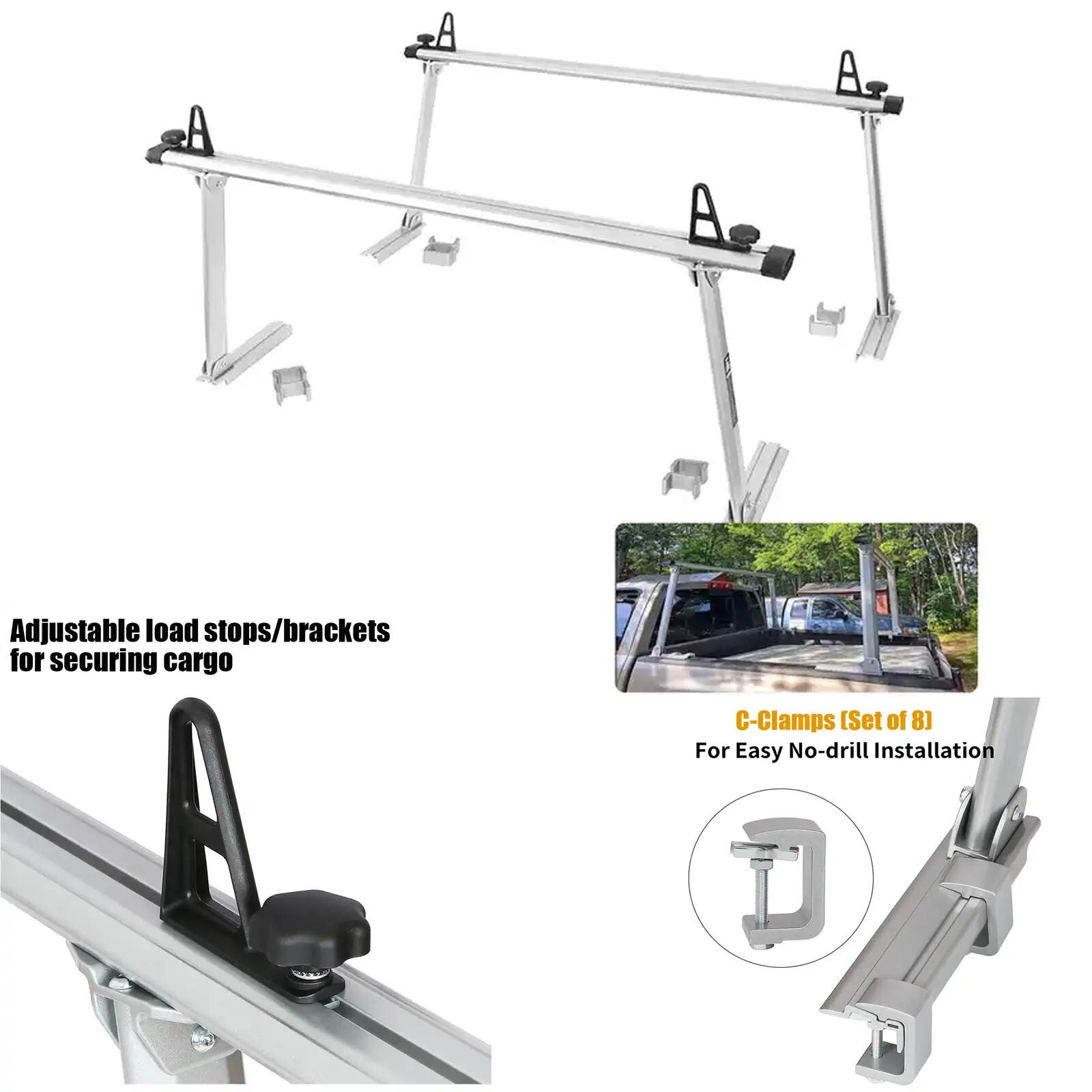 Adjustable Aluminum Truck Bed Ladder Rack Carrier 800lb by Unbranded
