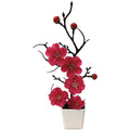 Artificial Winter Plum Blossom Potted Plant With Bare Twisted Branches