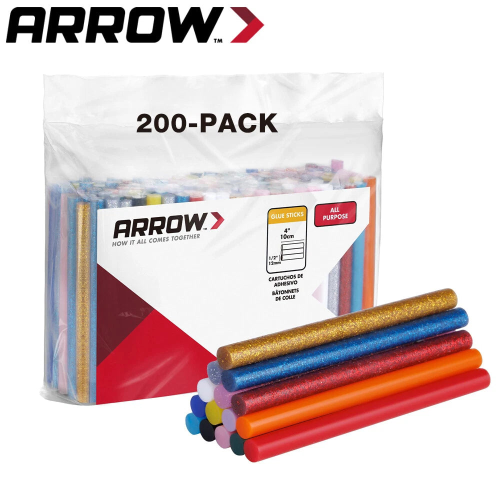 Arrow 200PCS Hot Glue Stick Multi Colored Glue Gun Stick Hot Melt for Art Craft
