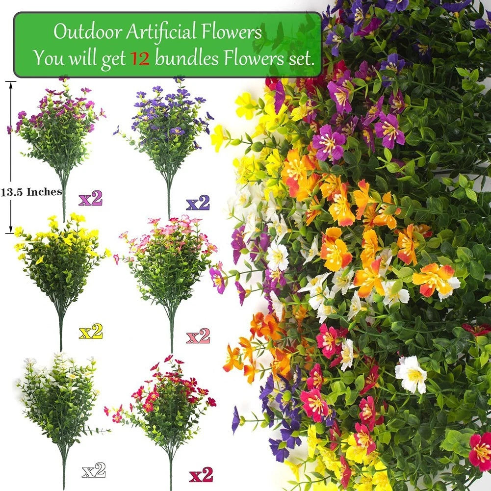 Artificial Flowers 12 Pack Weather Resistant For Lawn Cemetery Porch
