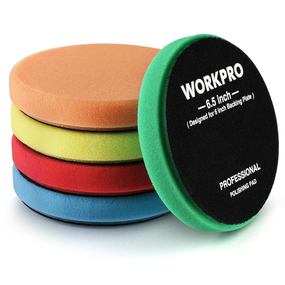 Workpro 6.5" Buffing Sponge Pads Sponge Waxing Foam Buffing Kit Car