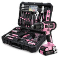 20V Pink Cordless Drill Driver &Home Tool Set Hand Tool Kit 2ah