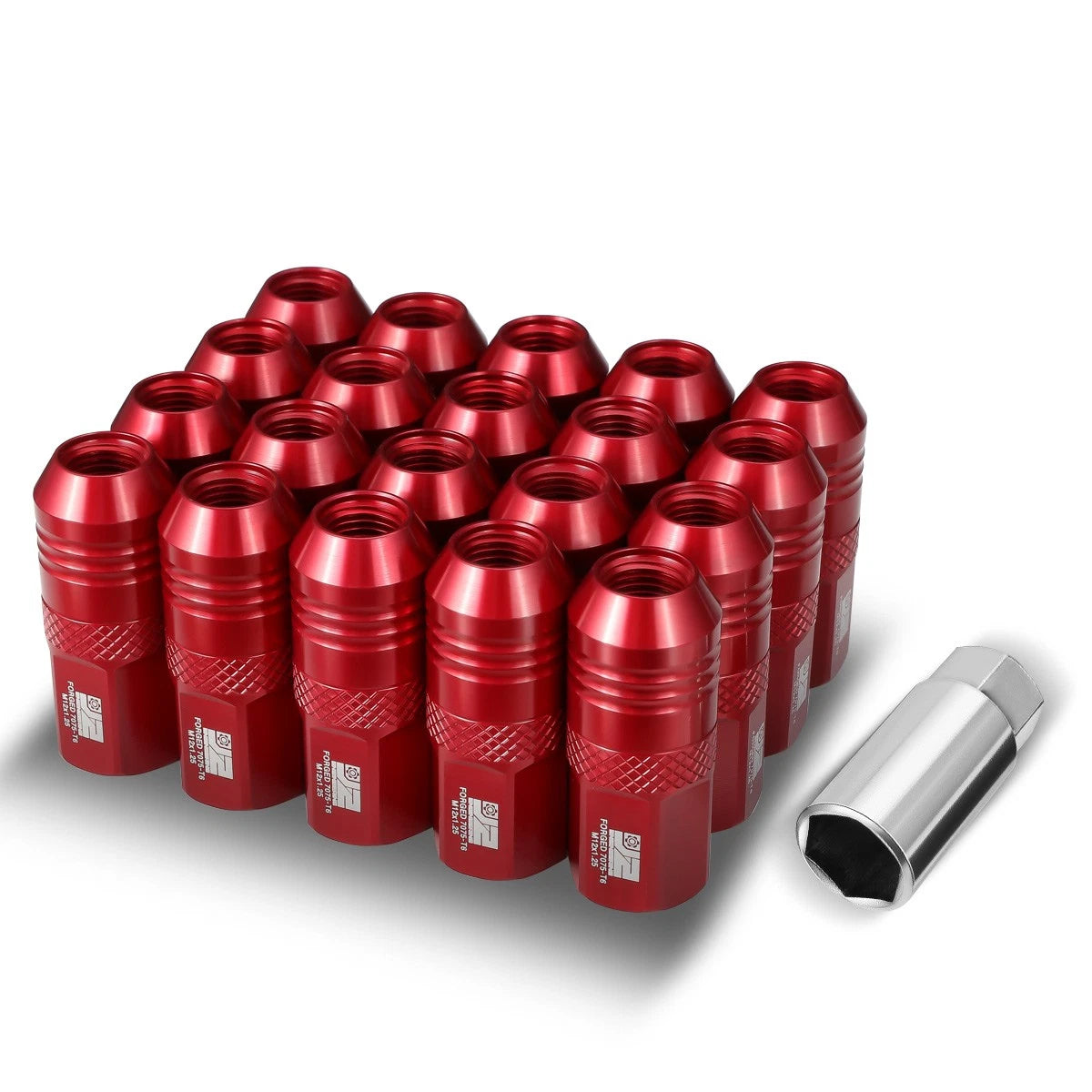 J2 Engineering Red M12 X1.25 21mm Od/ 50mm Height Open End Lug Nuts
