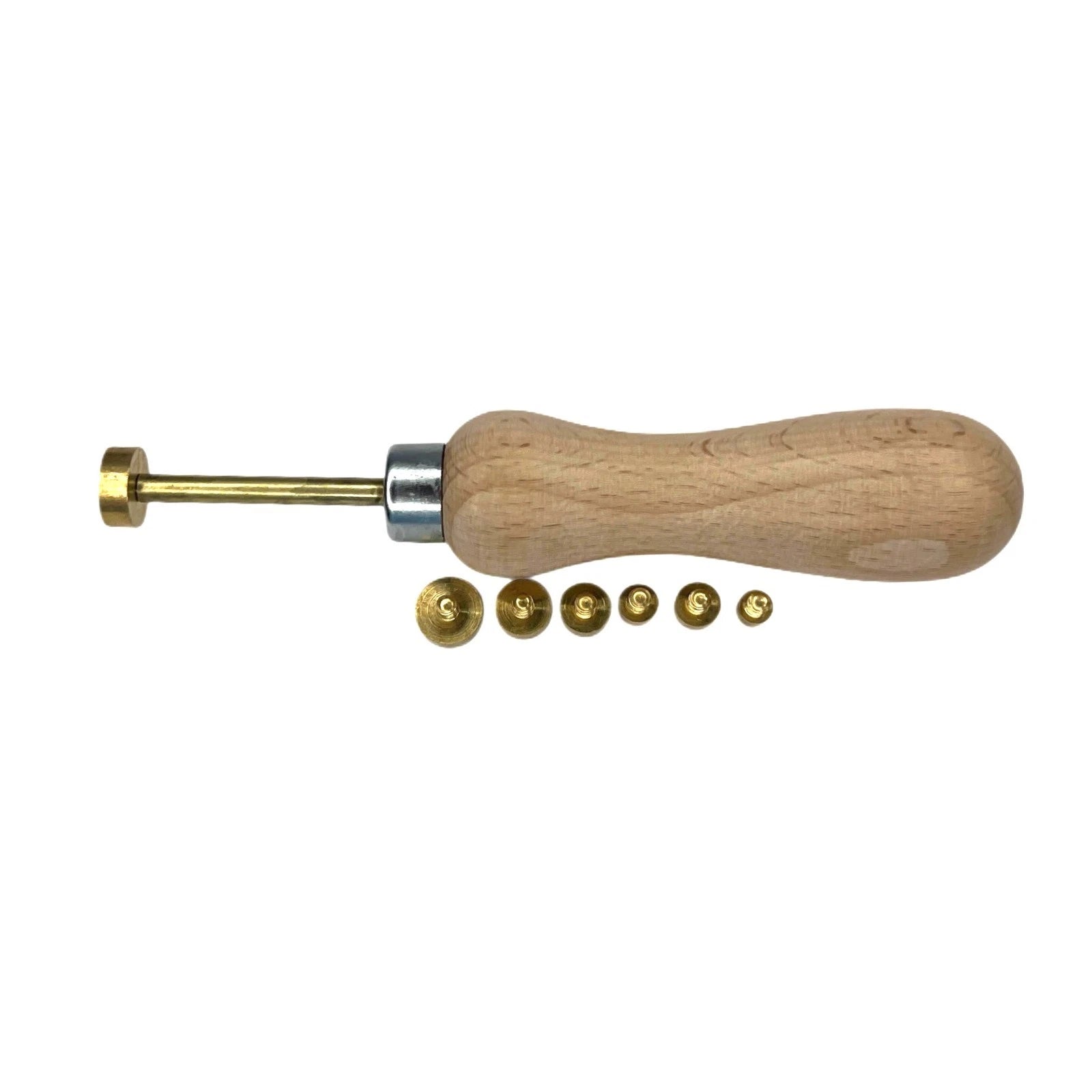 Prong And Bezel Pusher Setting Tool With Wooden Handle & 7 Detachable