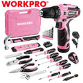 WORKPRO 108PCS Pink Tool Set Power Drill Kits 1.5A Cordless Drills