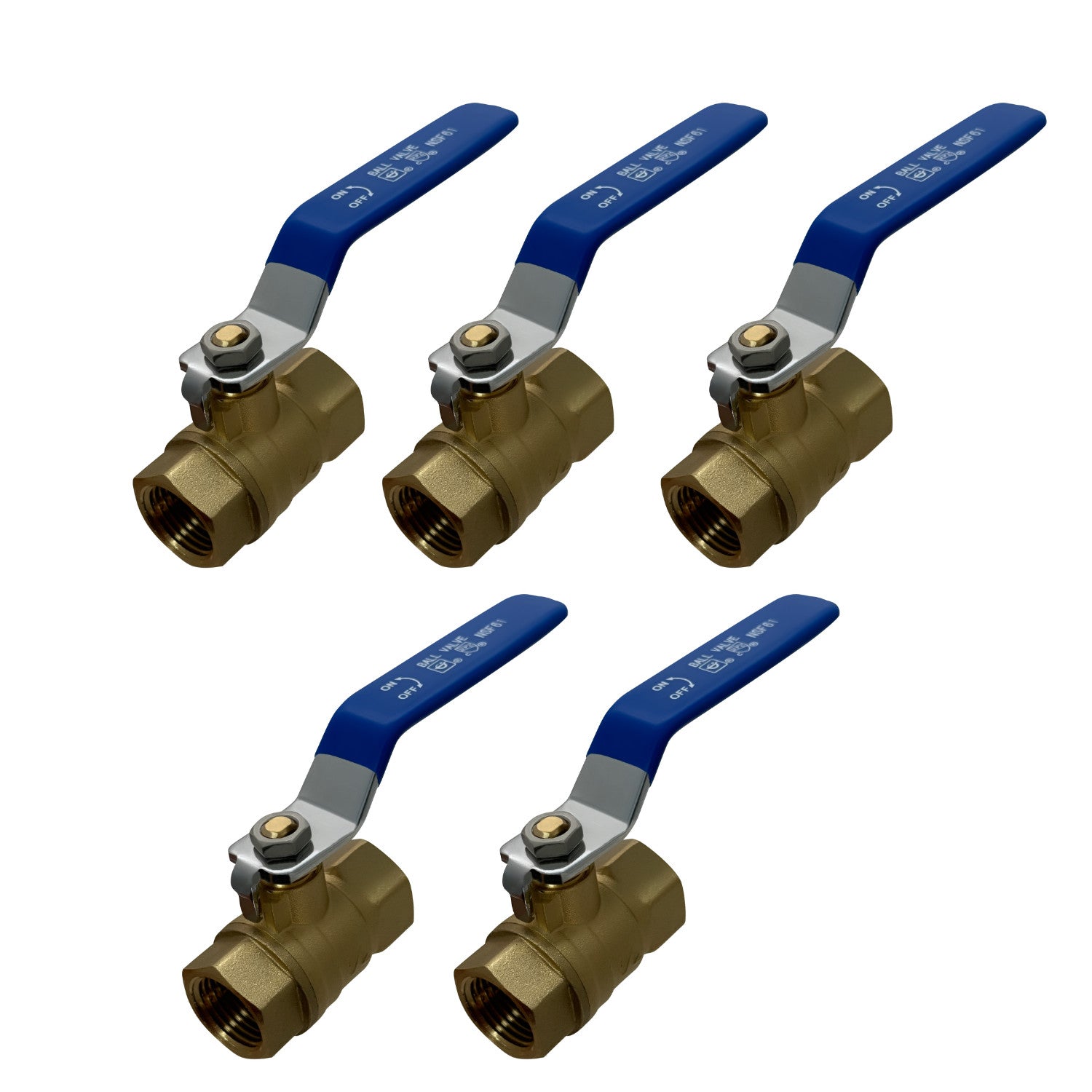 5 Pack XFITTING 1/2" Female NPT Threaded Ball Valve, Le