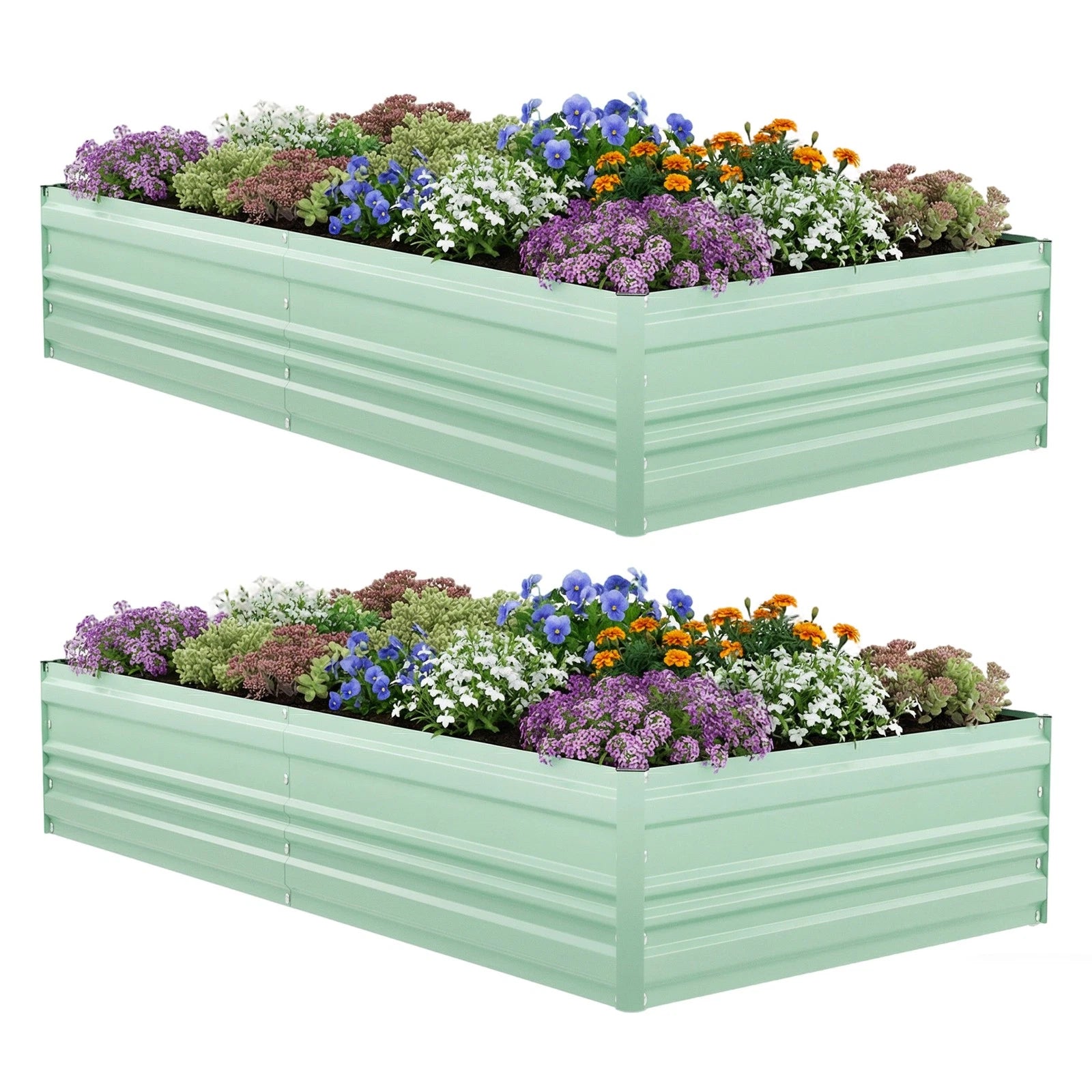 2pack Outdoor Galvanized Raised Garden Beds 7.5x4x1ft Rust-resistant
