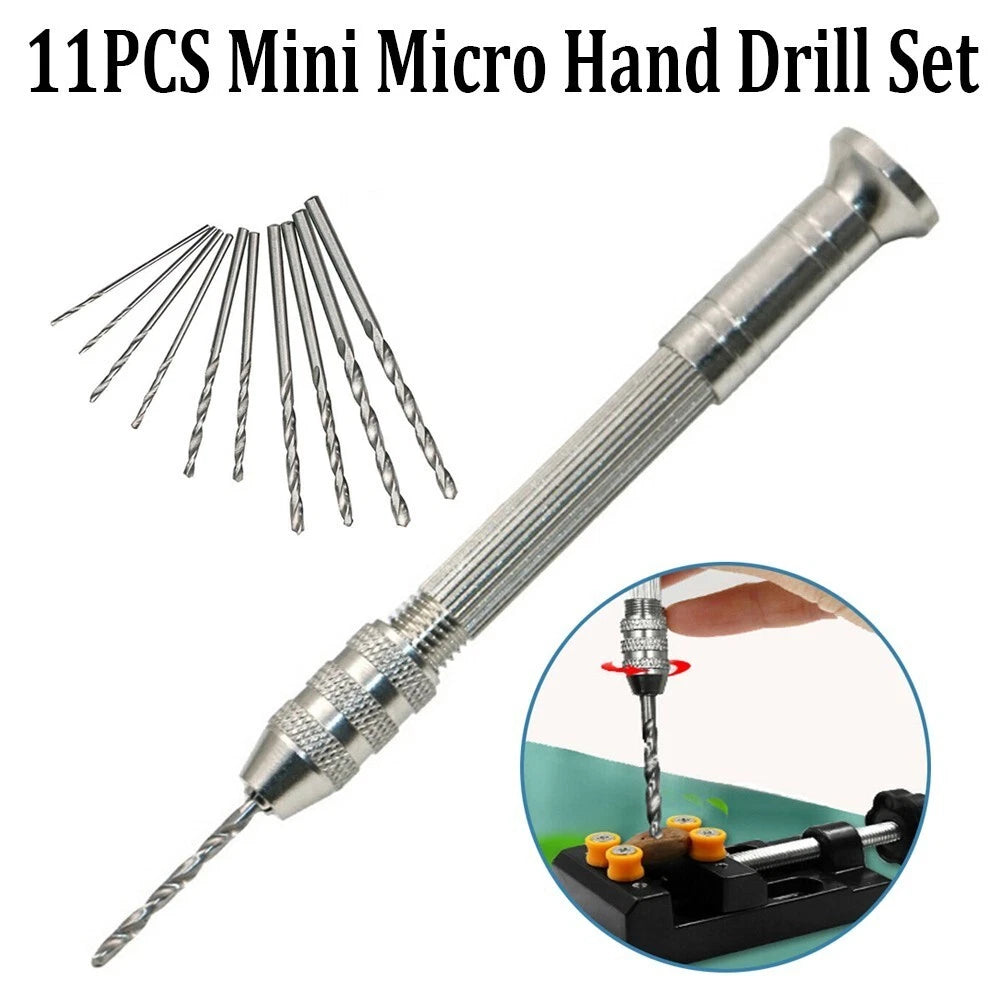 Miniature Hand Drill Set With 10 Hss Drill Bits For | Built Supply Co