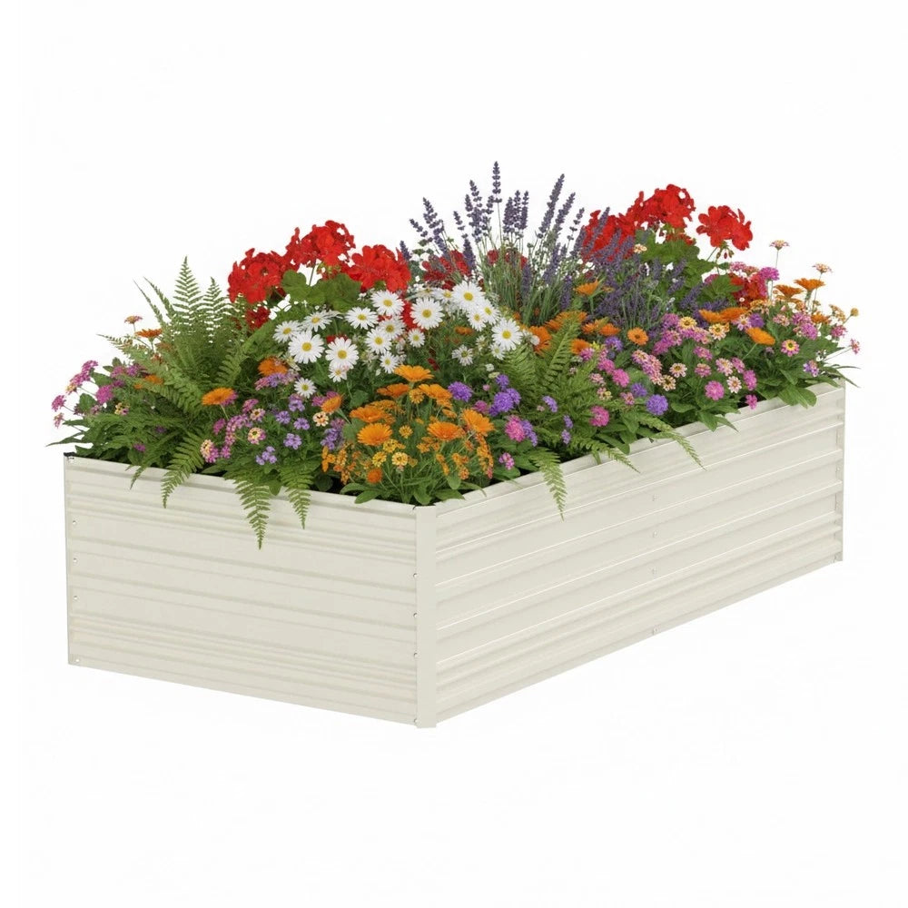 WORKPRO 7.5x4x2ft Galvanized Raised Garden Bed Rust-Resistant Planter for Flower
