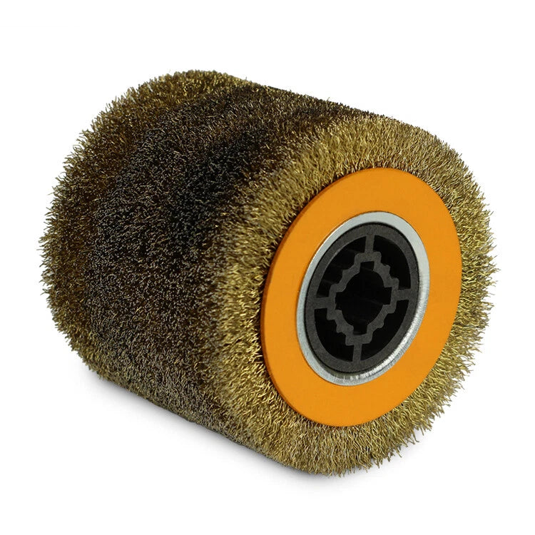 4.5" x 4" BHA Steel Crimped Wire Brush Drum 3/4" Quad Keyway, Heavy Rust Remover