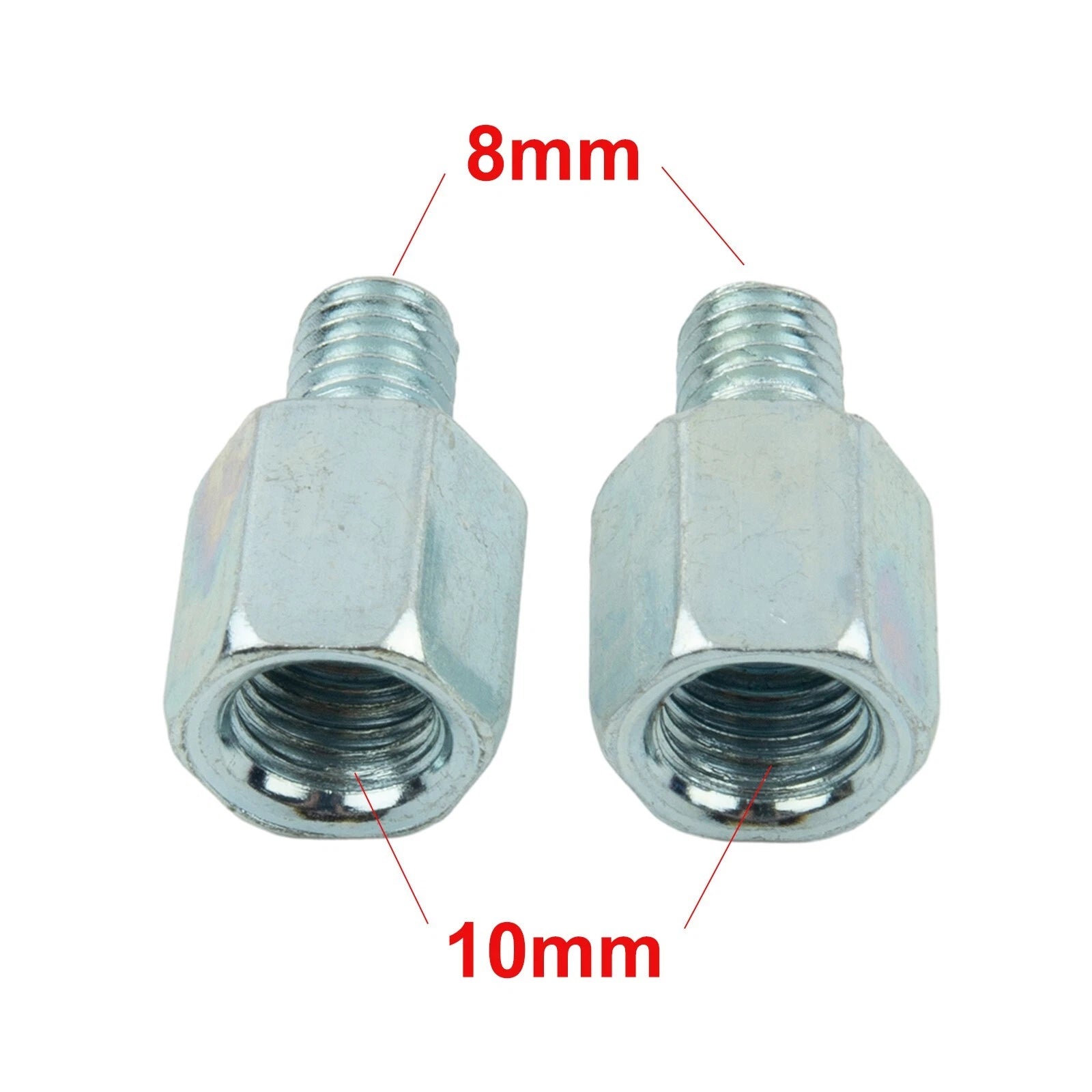 Set Mirror Adapter Threaded 10mm To 8mm Clockwise Female To Male