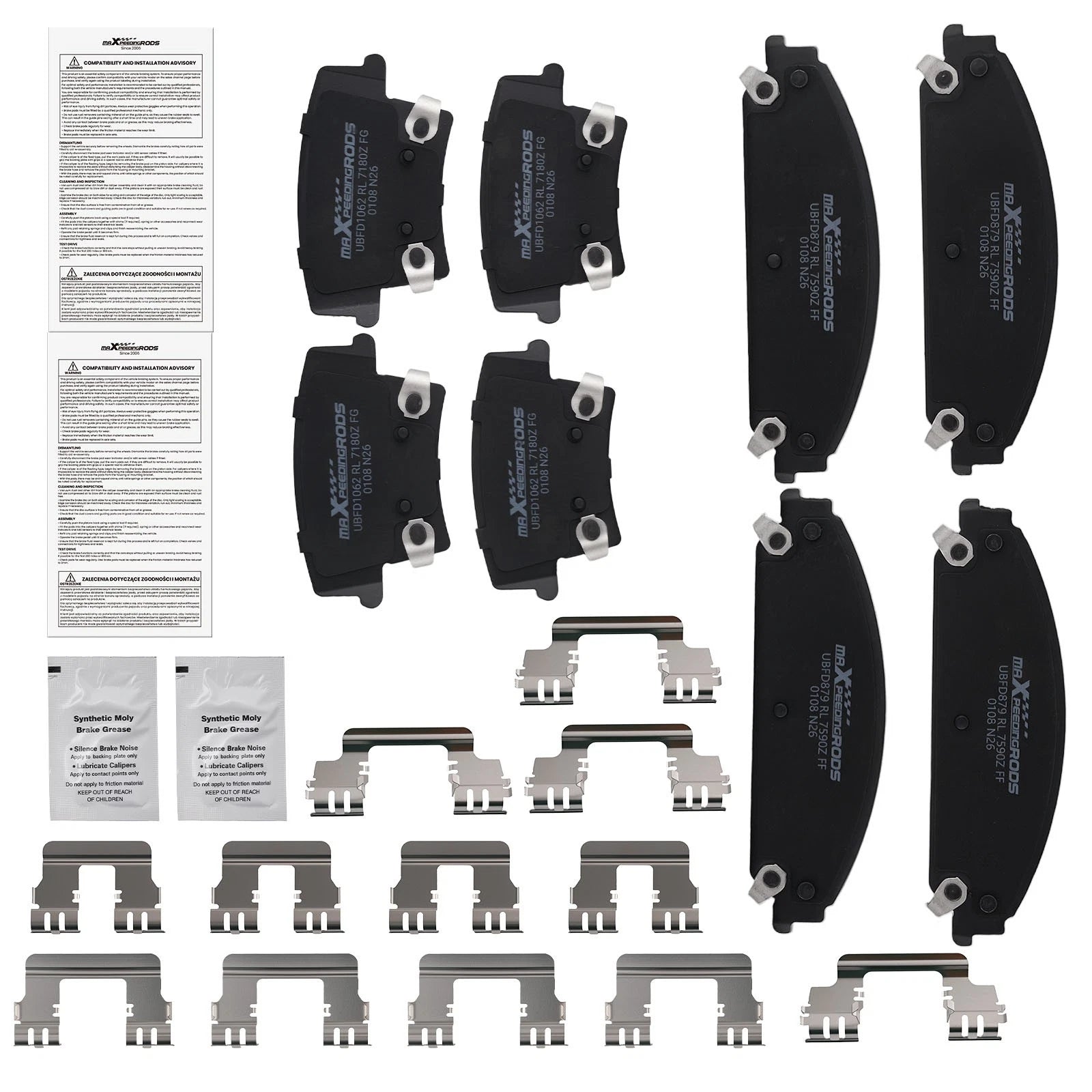 Front Rear L&amp;R Ceramic Brake Pads for Chrysler 300 2005-23 Dodge Charger 2006-23