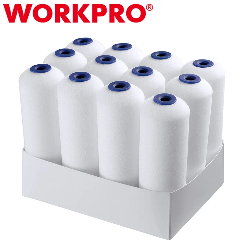 Workpro 12-pack Foam Paint Roller 4" Paint Roller Kit Mini Paint