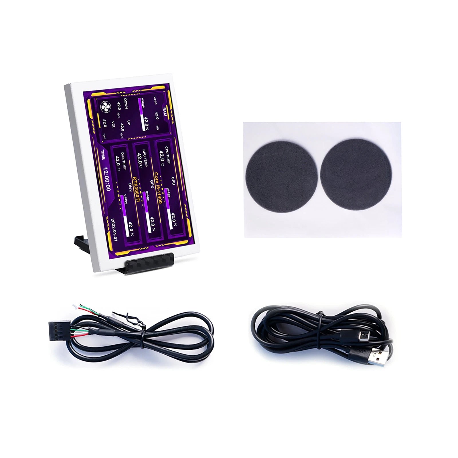 Ips Type-c Secondary Screen Computer Cpu Gpu Ram 360° Monitor Usb