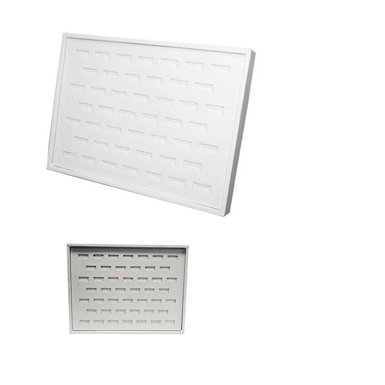 10x7-1/2" White Faux Leather 46 Rings Ring Tray Display Fixture