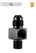 AN -6 (AN6) To M12x1.5 With 1/8" NPT Side Port Adapter Gauge In Black
