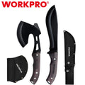 WORKPRO 10" Axe &amp; 13" Fixed Blade Knife Combo Set Full Tang Wood Handle w/Sheath