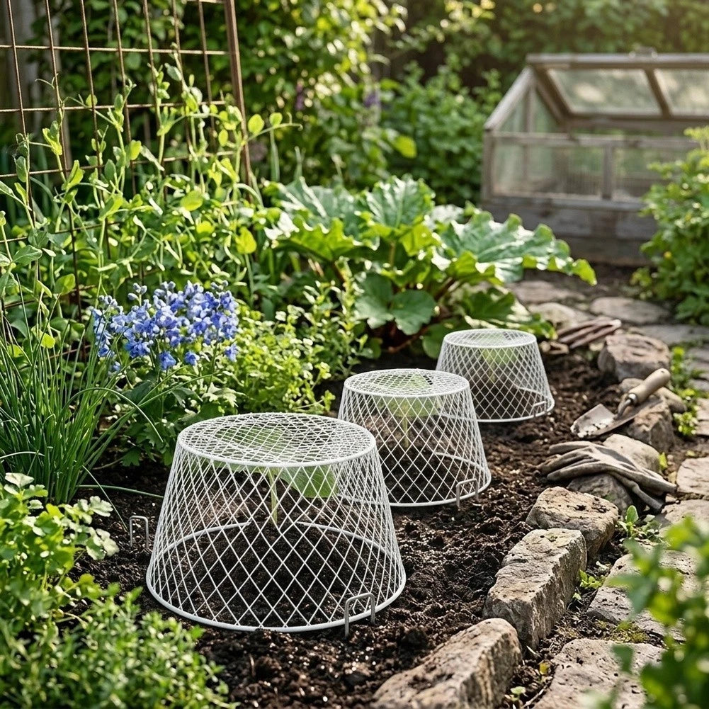 Plant Cloche With Ground Stakes - 20.5x15x10.5cm Metal Chicken Wire