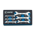 Capri Tools Slim Mini Open End Wrench Set, Metric, 6-piece