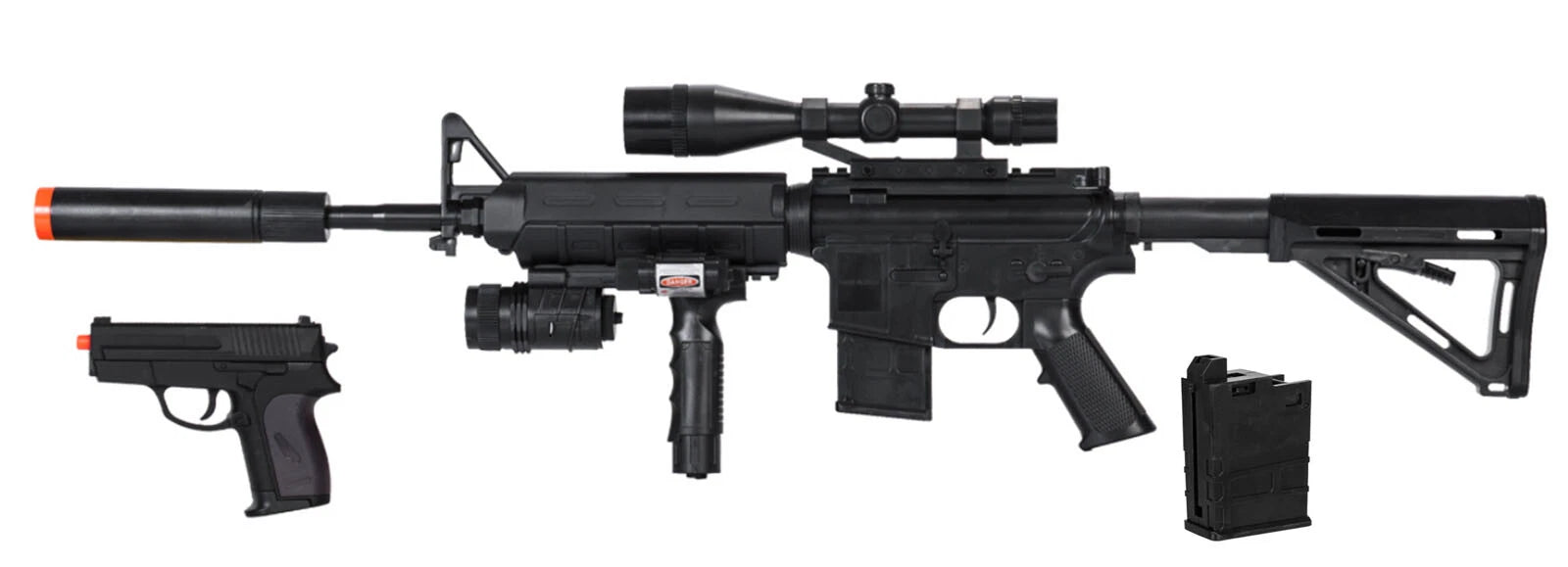 P1158d M4 Spring Aeg Vertical Grip Laser Adjustable Stock Airsoft