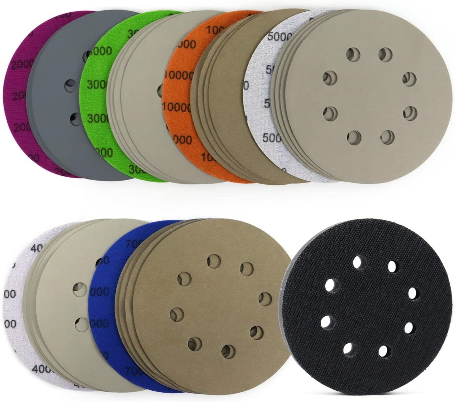 5 Inch 400-10000 Grit Sanding Discs Hook Loop Orbital Sander