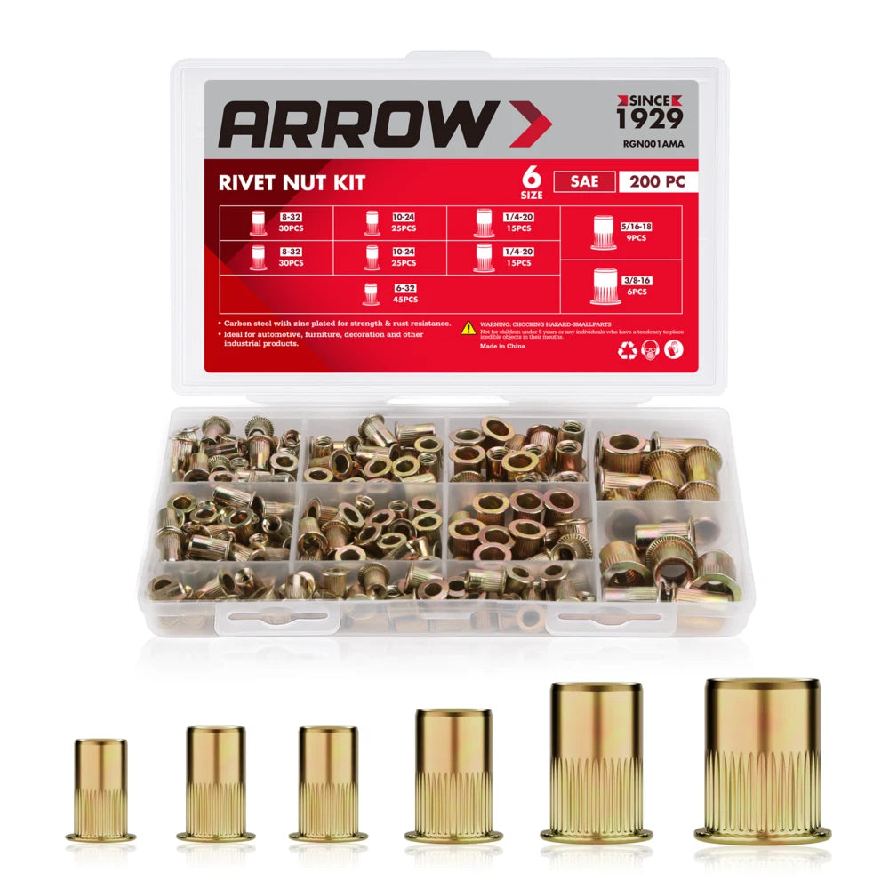 Arrow Rivet Nut Kit Rivnut Assortment Threaded | Built Supply Co