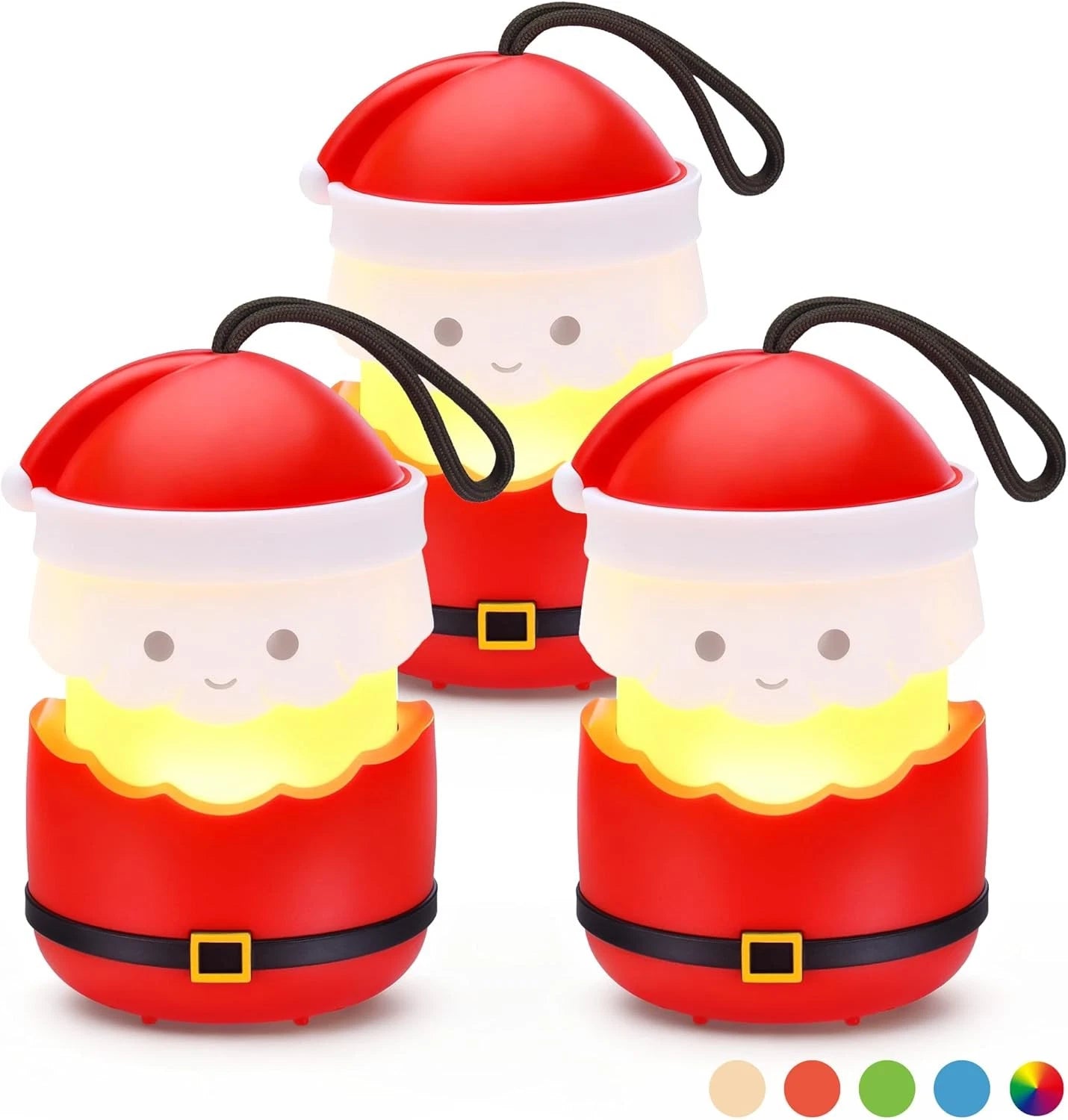 Everbrite 3 Pack Santa Claus Lantern Sets 5 Light Modes Holiday
