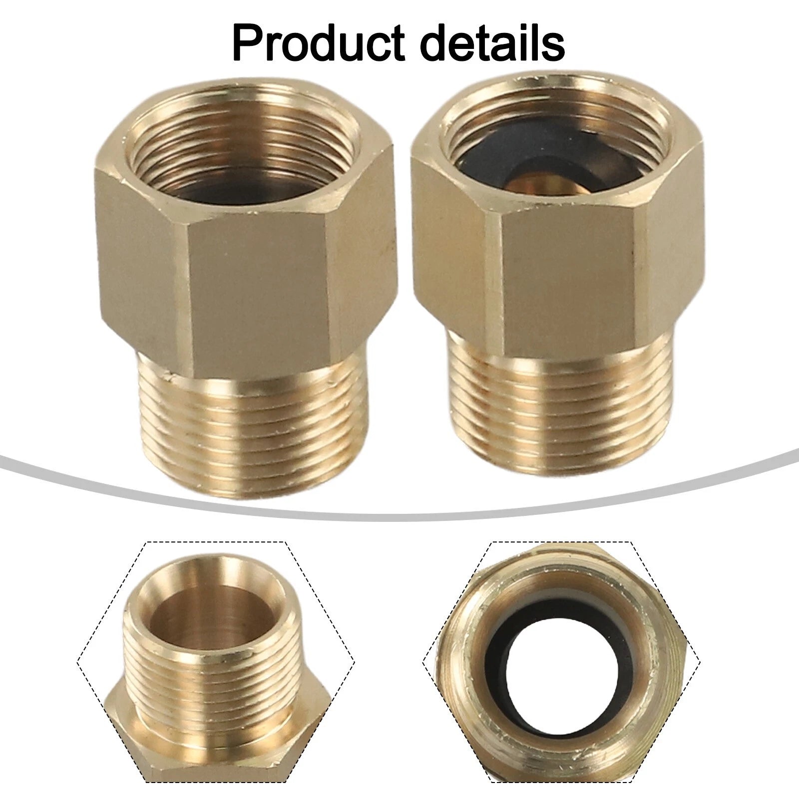 `2x Coupler M22 15mm Male To 14mm Female Pressure Washer Hose Thread