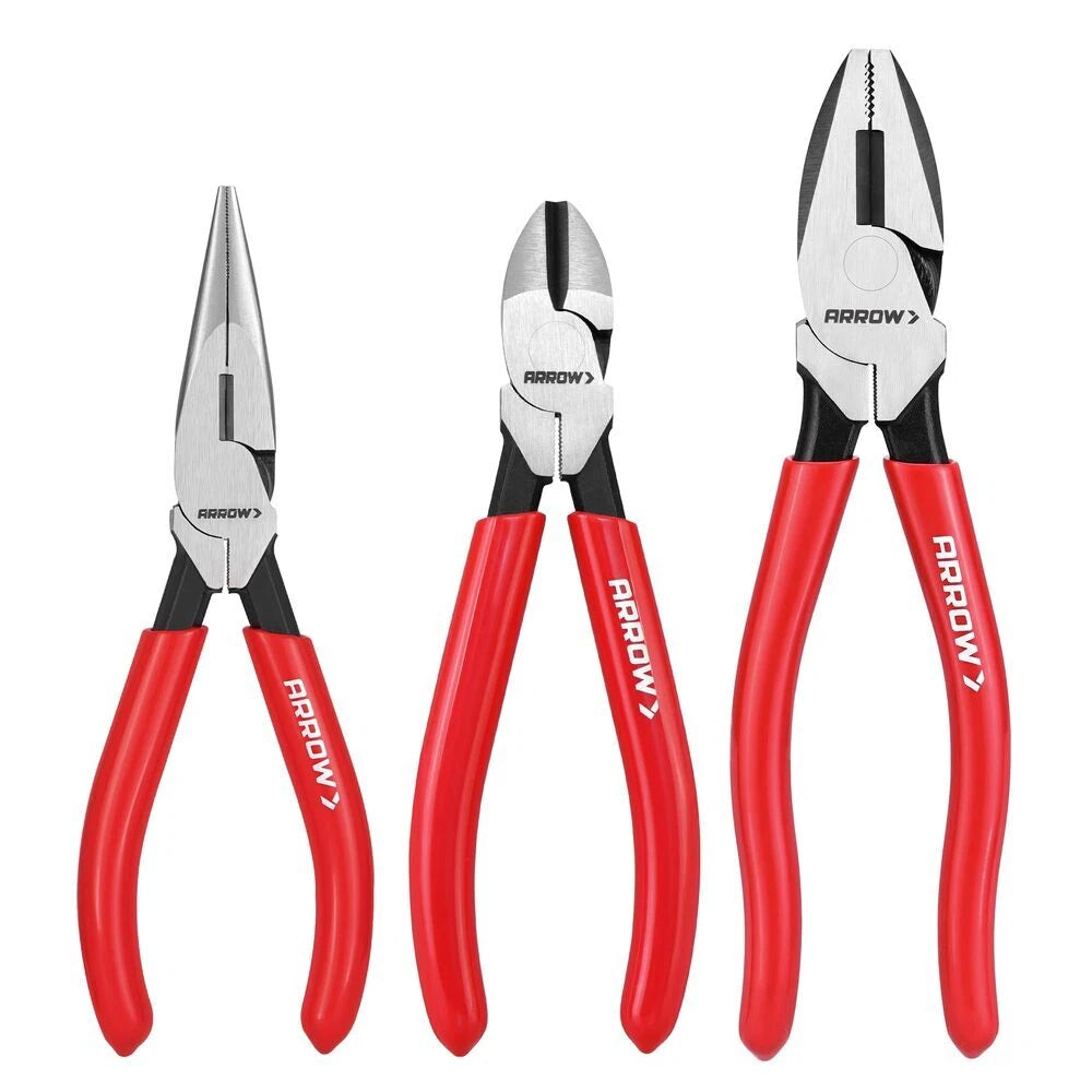 Arrow Plier Set 7" Linesman Plier 6" Needle Nose Plier 6" Diagonal